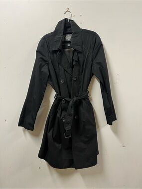 Vince Camuto Black Double-Breasted Trench Coat with Belt